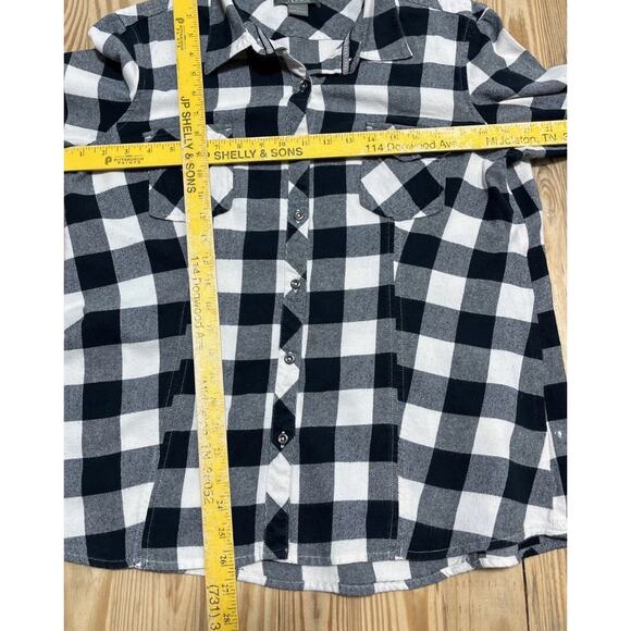 Natural Reflections Womens XL Plaid Flannel Shirt White Buffalo Check Boyfriend - Picture 6 of 7